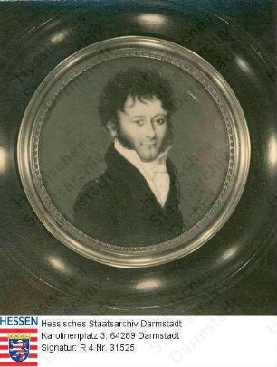 Knorr von Rosenroth, Ludwig Christian (Louis) (1786-1846) / Porträt in rundem Rahmen, Brustbild, leicht linksgewandt, vorblickend