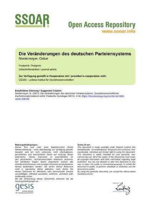 Die Veränderungen des deutschen Parteiensystems