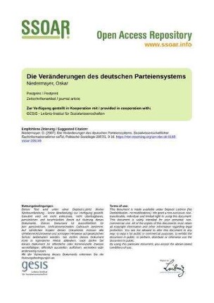 Die Veränderungen des deutschen Parteiensystems