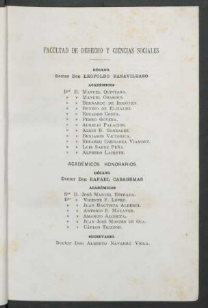 [Miembros de la] Facultad de Derecho y Ciencias Sociales