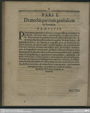 Pars I. De morbis partium genitalium in Foeminis