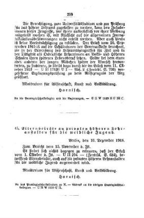 Elternbeiräte an privaten höheren Lehranstalten für die weibliche Jugend : [F. Höhere Lehranstalten für die weibliche Jugend]