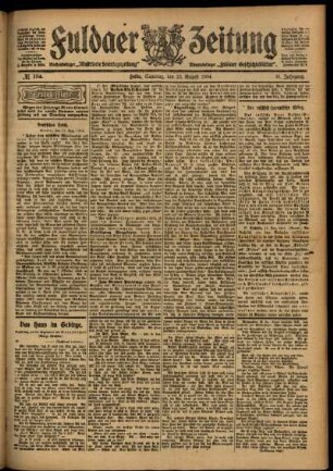 Erste Ausgabe vom Samstag, den 13. August 1904.