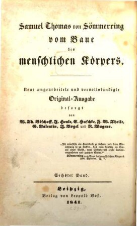 Vom Baue des menschlichen Körpers, 6. Allgemeine Anatomie : Lehre von den Mischungs- und Formbestandteilen des menschlichen Körpers