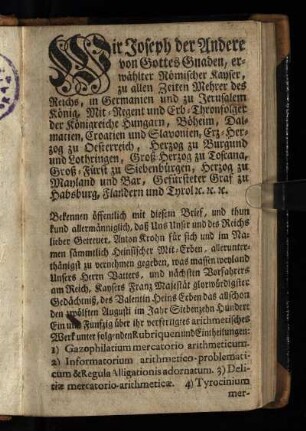 Wir Joseph der Andere ...