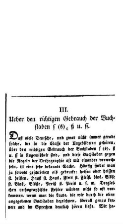 Ueber den richtigen Gebrauch der Buchstaben s (s), ß u. ss