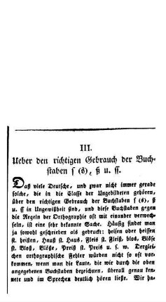 Ueber den richtigen Gebrauch der Buchstaben s (s), ß u. ss