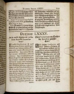 Decisio LXXXV. - Decisio LXXXVII.
