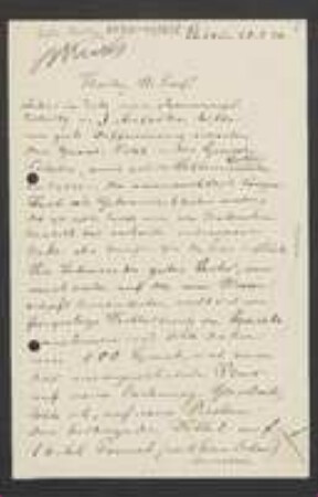 Brief von Arthur Minks an Unbekannt