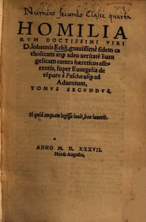 Homiliarum ... super Evangelia de tempore, ab Adventu, usque ad Pascha tomus ..., 2