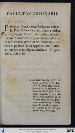 Facultas Ordinarii.