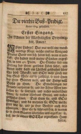 Die vierdte Buß-Predigt, Anno 1714. gehalten.