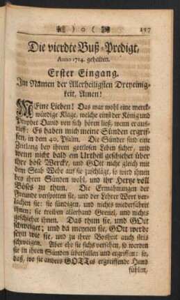 Die vierdte Buß-Predigt, Anno 1714. gehalten.