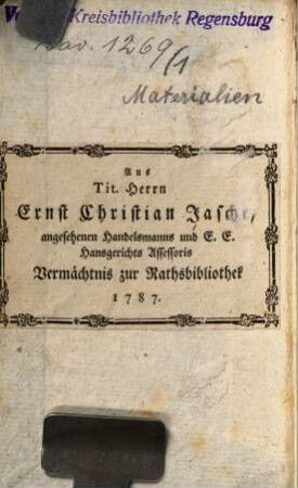 Materialien zur Oettingischen, ältern und neuern, Geschichte : eine periodische Schrift, 1
