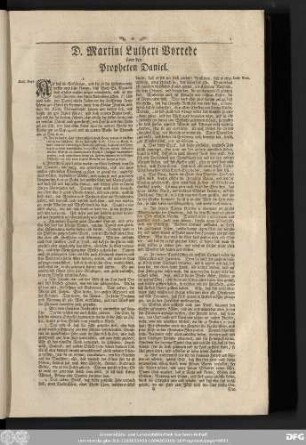 D. Martini Lutheri Vorrede über den Propheten Daniel.