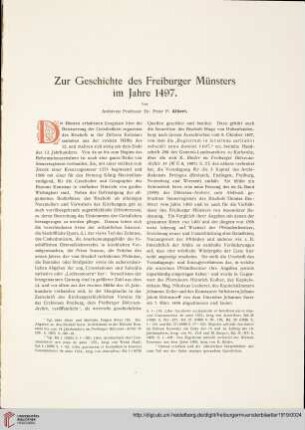 Zur Geschichte des Freiburger Münsters im Jahre 1497