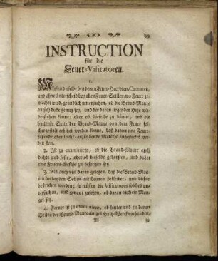 Instruction für die Feuer-Visitatoren.