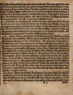 Articul des ... Friedens ... zwischen ... Herrn Olivier Cromwell ... und denen ... Vereinigten Niderlanden ...