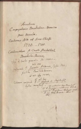 Annales Congregationis Benedictino-Bavaricae, Bd. 2: 1720-1740 - Provinzialbibliothek Amberg 2 Ms. 1b