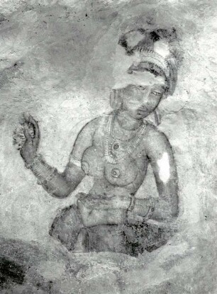 1500 Jahre alt sind die noch erhaltenen Fresken der Wolkenmädchen auf dem Felsen von Sigirya. Von 500 sind es ur noch 19