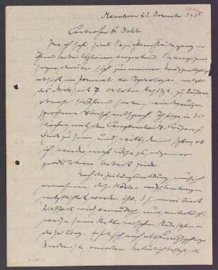 [Brief von Otto Selz an Julius Bahle vom 23. November 1935]