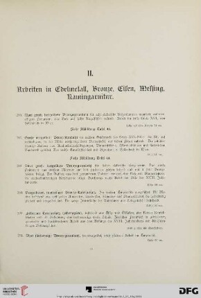 II. Arbeiten in Edelmetall, Bronze, Eisen, Messing, Kamingarnitur (Nr. 266-311)