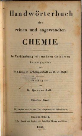 Handwörterbuch der reinen und angewandten Chemie, 5