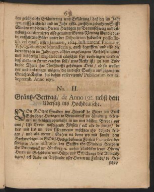No. II. Gräntz-Vertrag/ de Anno 1512. nebst dem Ubersatz ins Hochdeutsche.