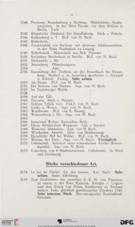 Stiche verschiedener Art (Nr. 2174-2179)