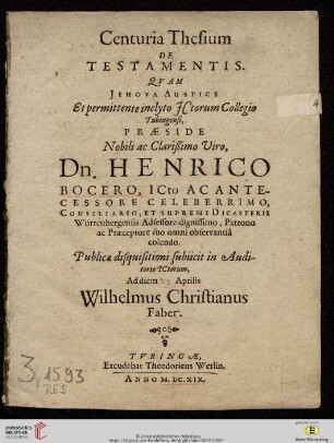 Centuria Thesium De Testamentis