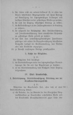 IV. Titel: Krankenkasse.
