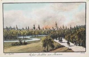 'Erster Anblick von Moskau' Fernsicht; Aquarell