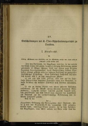 XV. Entscheidungen des K. Ober-Appellationsgerichts zu Dresden