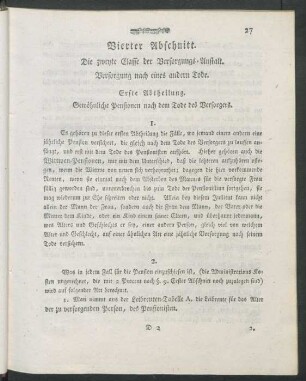 Vierter Abschnitt. Die zweyte Classe der Versorgungs-Anstalt. Versorgung nach eines andern Tode