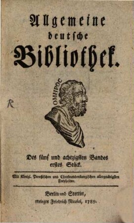 Allgemeine deutsche Bibliothek. 85. 1789