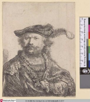 [Selbstbildnis mit Federbarett; Self-Portrait in a Velvet Cap with Plume; Portrait de Rembrandt au bonnet orné d'une plume]