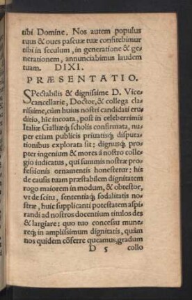 Praesentatio.