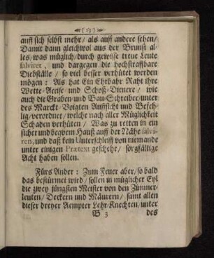 Caput I. Wie Feuers-Brunsten vorzukom[m]en/ und Schaden verhütet werden möge.