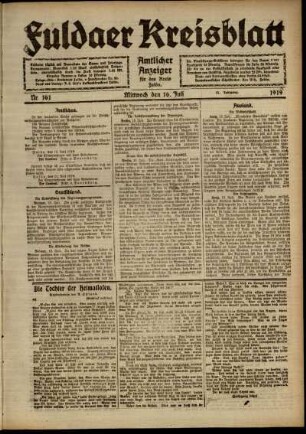 Ausgabe vom Mittwoch, den 16. Juli 1919.