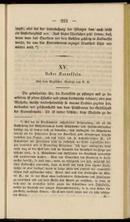XV. Ueber Kartoffeln