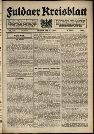Erste Ausgabe vom Mittwoch, den 09. Juli 1913.