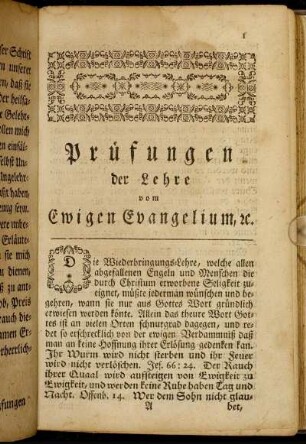 Prüfungen der Lehre vom Ewigen Evangelium, etc.