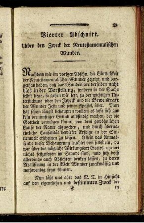 Vierter Abschnitt. Uiber den Zweck der Neutestamentalischen Wunder.