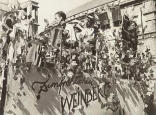 Berlin. Weinwerbewochen. Festwagen mit Musikgruppe