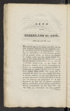 Iets over Nederland en Azie. (Vervolg von No. 10.)