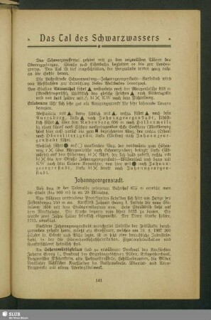 Das Tal des Schwarzwassers