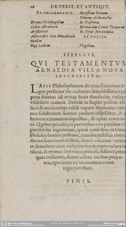 LIBELLVS, QVI TESTAMENTVM ARNALDIA VILLA NOVA INSCRIBITVR.