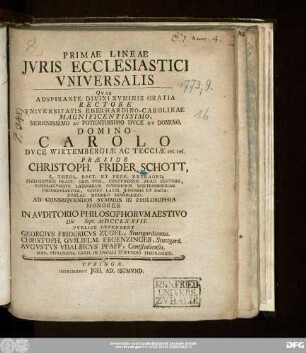 Primae Lineae Jvris Ecclesiastici Vniversalis