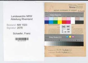 Entnazifizierung Franz Schaefer , geb. 27.01.1890 (Verw.-Beamter)