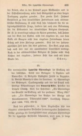 499-501 [Rezension] Alker, Emmerich, Die vortrojanische Ägyptische Chronologie im Einklang mit der biblischen